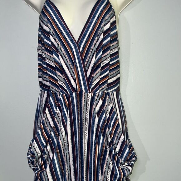 BCBGeneration Womens Striped Midi Dress Halter Slit Blue Stripe size Small - Picture 3 of 9